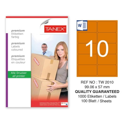 Tanex TW-2010 99,06x57mm Turuncu Pastel Laser Etiket 100 Lü