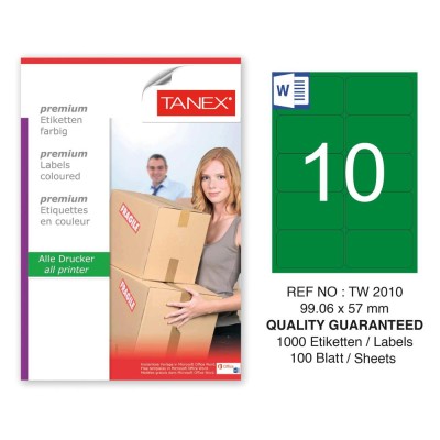 Tanex TW-2010 99,06x57mm Yeşil Pastel Laser Etiket 100 Lü