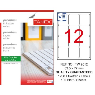 Tanex TW- 2012 Laser Etiket 100 Lü Paket