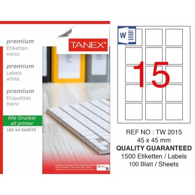 Tanex TW-2015 Lazer Etiket 45 mm x 45 mm