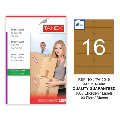 Tanex TW-2016 99,1x34 mm Kraft Etiket 100 Lü Paket