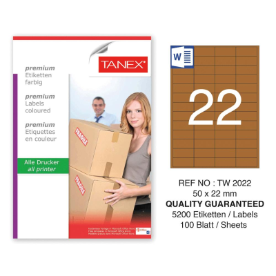 Tanex TW-2022 50x22 mm Kraft Etiket 100 Lü Paket