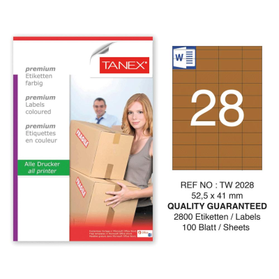 Tanex TW-2028 52,5x41 mm Kraft Etiket 100 Lü Paket