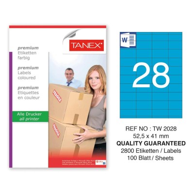 Tanex TW-2028 52,5x41mm Mavi Pastel Laser Etiket 100 Lü