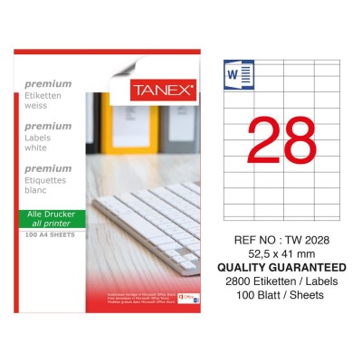 Tanex Tw-2028 Laser Etiket  52,5 x 41 mm