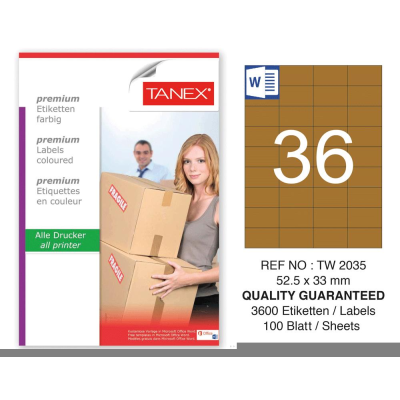 Tanex TW-2035 52,5x33 mm Kraft Etiket 100 Lü Paket