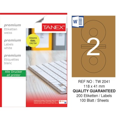 Tanex TW-2041 118x41 mm Kraft Etiket 100 Lü Paket