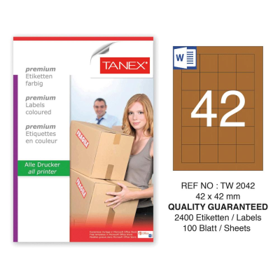 Tanex TW-2042 42x42 mm Kraft Etiket 100 Lü Paket