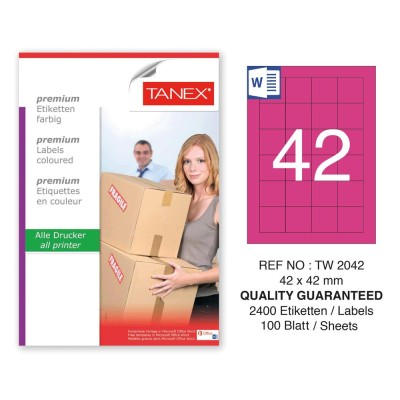 Tanex TW-2042 42x42mm Pembe Pastel Laser Etiket 100 Lü