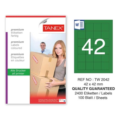 Tanex TW-2042 42x42mm Yeşil Pastel Laser Etiket 100 Lü