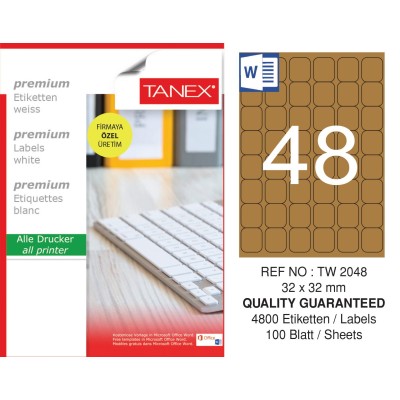 Tanex TW-2048 32x32 mm Kraft Etiket 100 Lü Paket