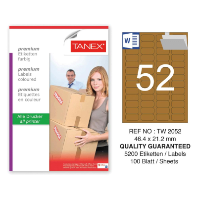 Tanex TW-2052 46,4x21,2 mm Kraft Etiket 100 Lü Paket