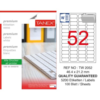 Tanex TW-2052 46,4x21,2mm Sökülebilir Etiket 100 Lü