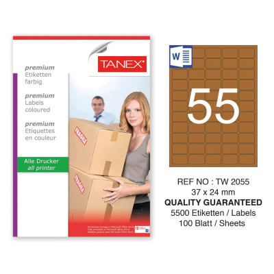 Tanex TW-2055 37x24 mm Kraft Etiket 100 Lü Paket