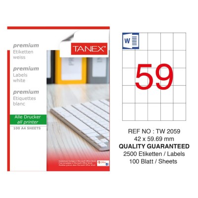 Tanex TW- 2059 Laser Etiket 100 Lü Paket