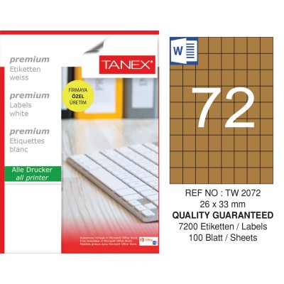 Tanex TW-2072 26,25x33 mm Kraft Etiket 100 Lü Paket