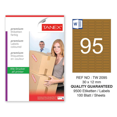 Tanex TW-2095 30x12 mm Kraft Etiket 100 Lü Paket