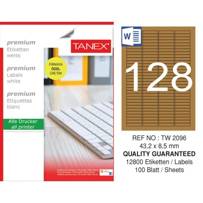 Tanex TW-2096 43,2x8,5 mm Kraft Etiket 100 Lü Paket