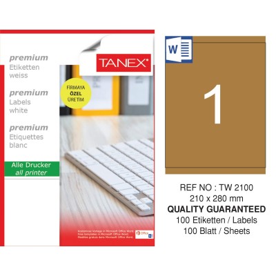 Tanex TW-2100 210x280 mm Kraft Etiket 100 Lü Paket