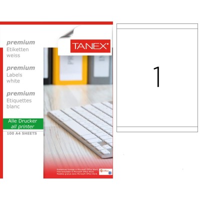 Tanex TW-2100 210x280mm Sökülebilir Etiket 100 Lü