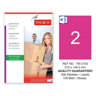 Tanex TW-2102 210x148,5mm Pembe Pastel Laser Etiket 100 Lü