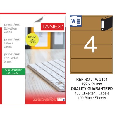 Tanex TW-2104 192x59 mm Kraft Etiket 100 Lü Paket