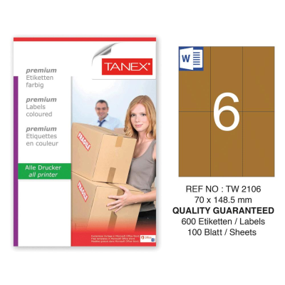 Tanex TW-2106 70x148,5 mm Kraft Etiket 100 Lü Paket