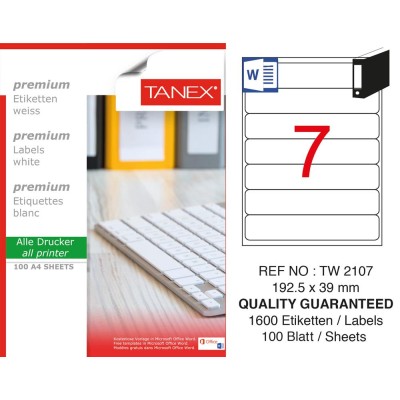 Tanex TW- 2107  Laser Etiket 100 Lü Paket