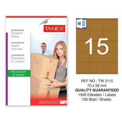 Tanex TW-2115 70x56 mm Kraft Etiket 100 Lü Paket