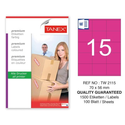 Tanex TW-2115 70x56mm Pembe Pastel Laser Etiket 100 Lü