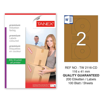 Tanex TW-2116 114x41 mm Kraft Etiket 100 Lü Paket