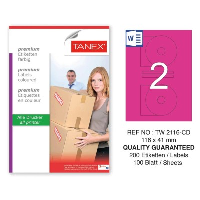 Tanex TW-2116 116x41mm Pembe Pastel Laser Etiket 100 Lü