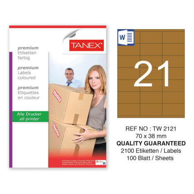 Tanex TW-2121 70x38 mm Kraft Etiket 100 Lü Paket