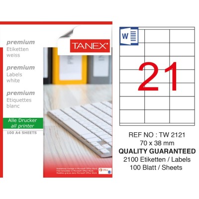 Tanex TW-2121 Laser Etiket 100 Lü Paket