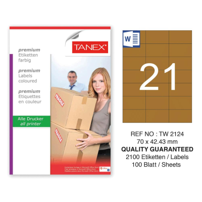 Tanex TW-2124 70x42,43 mm Kraft Etiket 100 Lü Paket