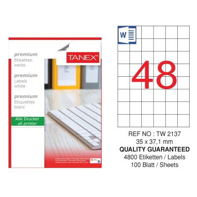 Tanex Tw-2137 Laser Etiket  35 x 37 mm