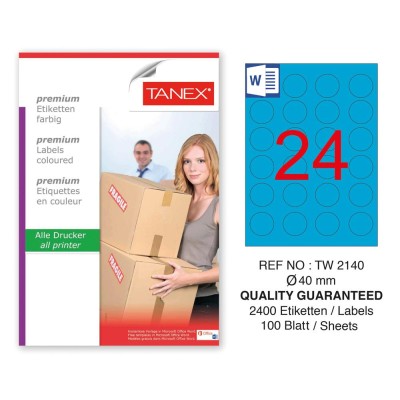 Tanex TW-2140 40mm Mavi Pastel Laser Etiket 100 Lü