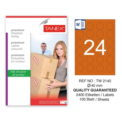 Tanex TW-2140 40mm Turuncu Pastel Laser Etiket 100 Lü