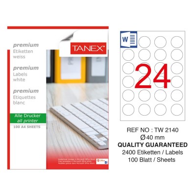 Tanex TW-2140 Laser Etiket 40 mm