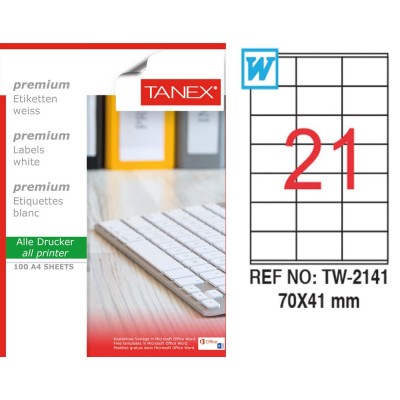 Tanex TW-2141 Laser Etiket 70 x 41 mm