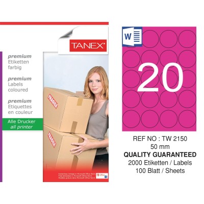 Tanex TW-2150 50mm Pembe Pastel Laser Etiket 100 Lü