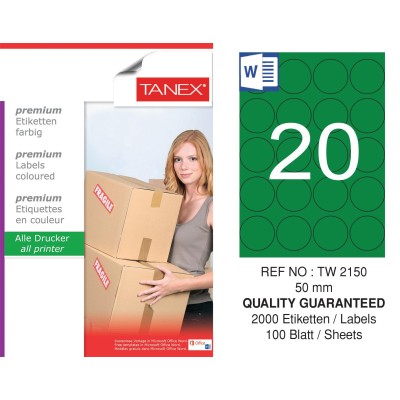 Tanex TW-2150 50mm Yeşil Pastel Laser Etiket 100 Lü