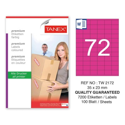 Tanex TW-2172 35x23mm Pembe Pastel Laser Etiket 100 Lü