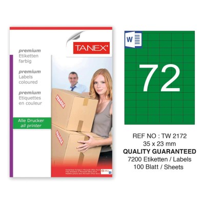 Tanex TW-2172 35x23mm Yeşil Pastel Laser Etiket 100 Lü