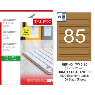 Tanex TW-2180 37x14,25 mm Kraft Etiket 100 Lü Paket