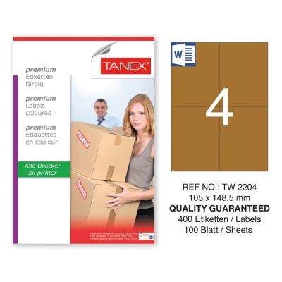 Tanex TW-2204 105x148,5 mm Kraft Etiket 100 Lü Paket