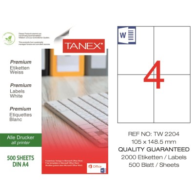 Tanex Tw-2204 105x148.5mm Laser Etiket 500 Lü