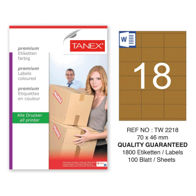 Tanex TW-2218 70x46 mm Kraft Etiket 100 Lü Paket