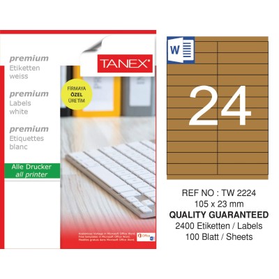 Tanex TW-2224 105x23 mm Kraft Etiket 100 Lü Paket