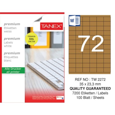 Tanex TW-2272 35x23,3 mm Kraft Etiket 100 Lü Paket